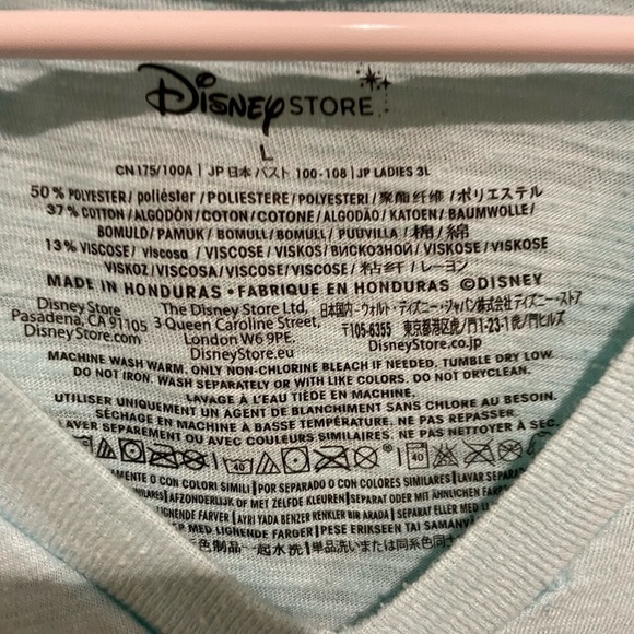 Disney Aqua Tinkerbell V neck tee shirt. Size L - Picture 2 of 4